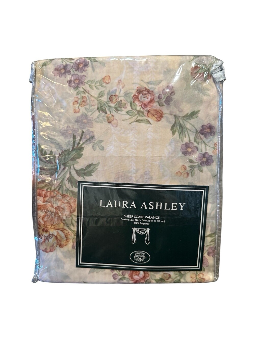 NEW Vintage Laura Ashley Pink Floral Sheer Scarf Valance in Garden Bouquet